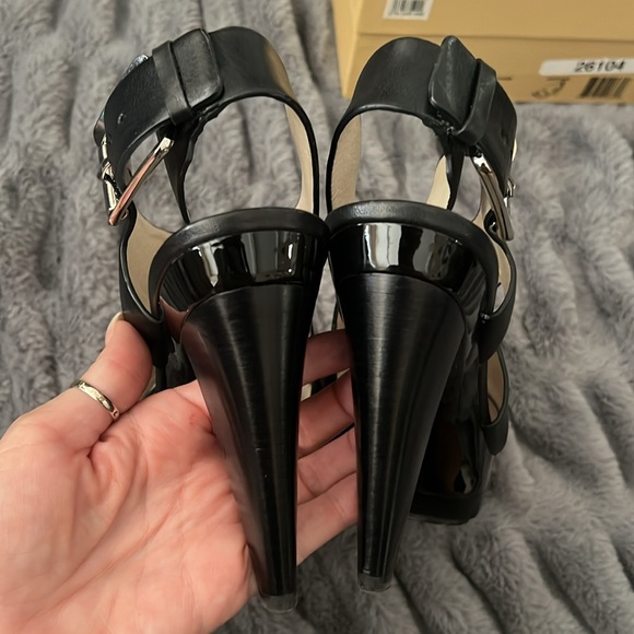 Michael Kors Black Leather Heels - Carla - worn only once on carpet. - Picture 2 of 7